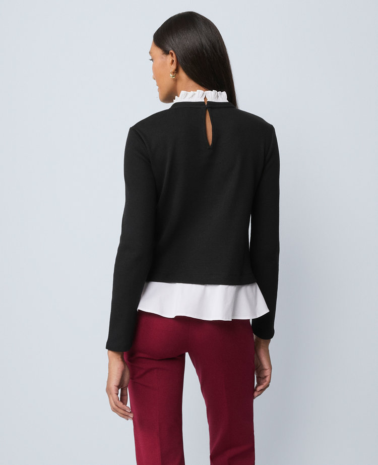 Weekend Collection Ruffle Mix Media Top