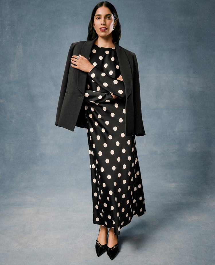 Petite Dotted Satin Sheath Dress