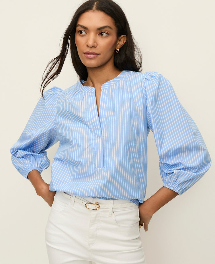 Striped V-neck Blouse