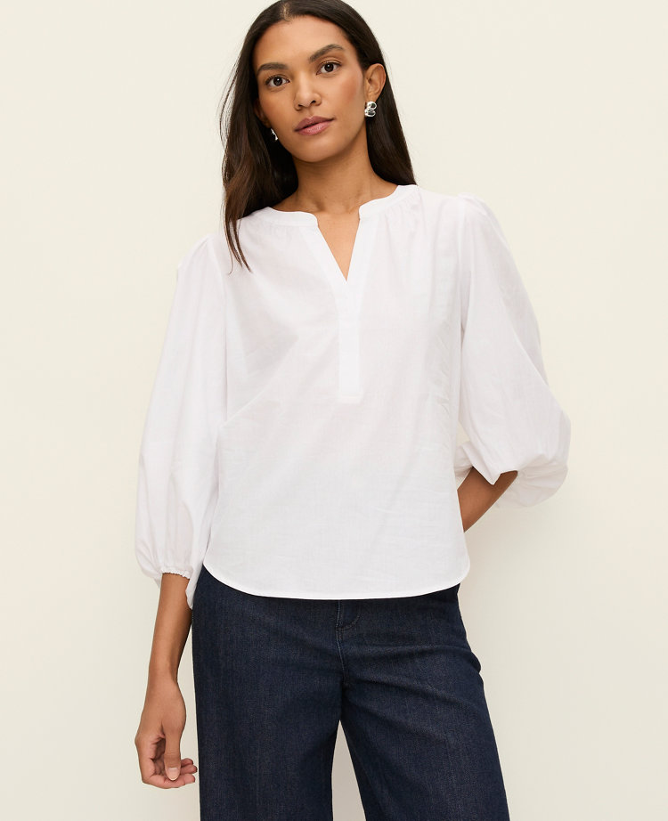 Gathered V-Neck Blouse
