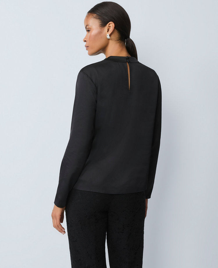 Petite Asymmetric Satin Top