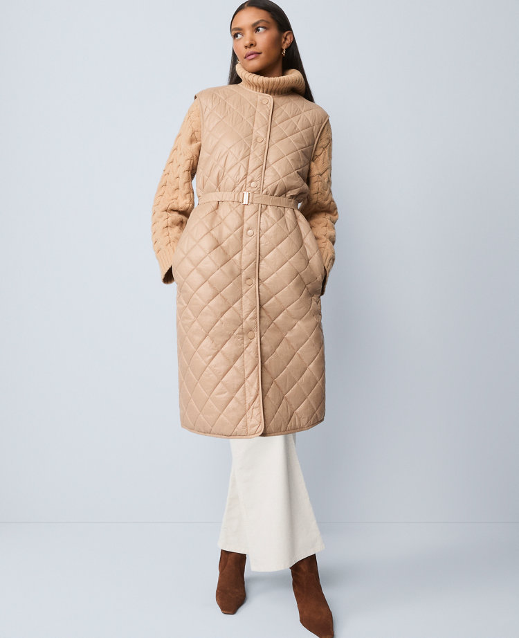 Petite Weekend Collection Quilted Long Puffer Vest