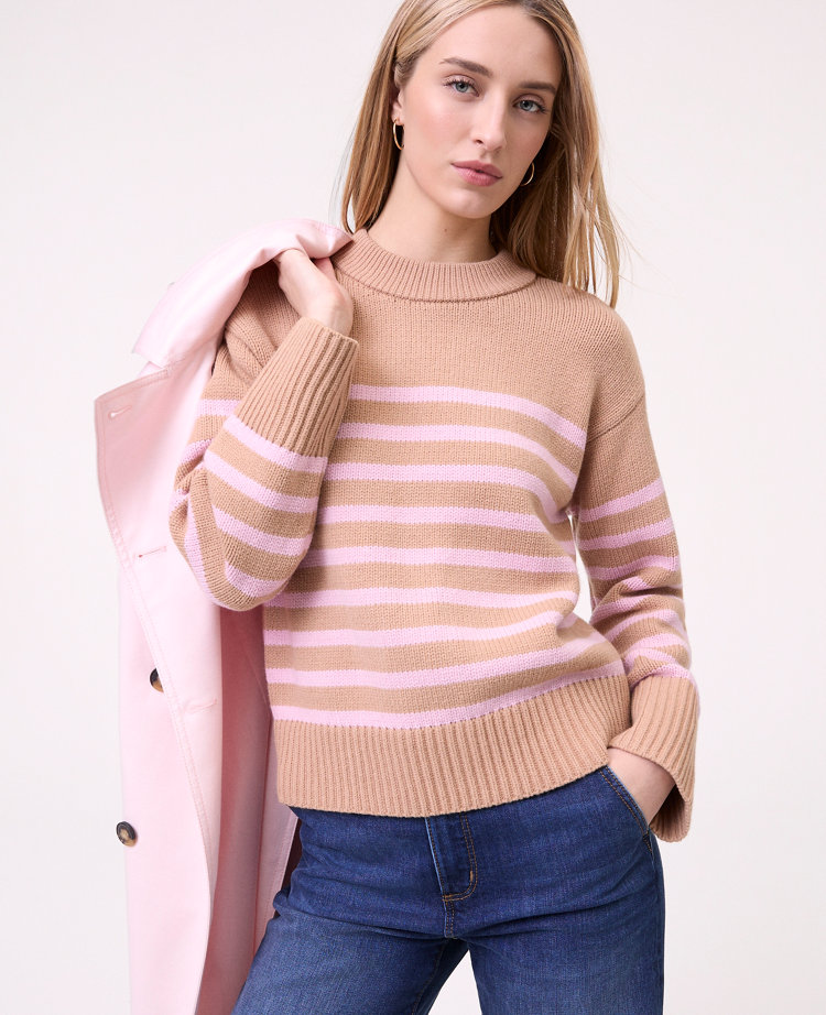 Petite Weekend Collection Striped Crew Neck Sweater