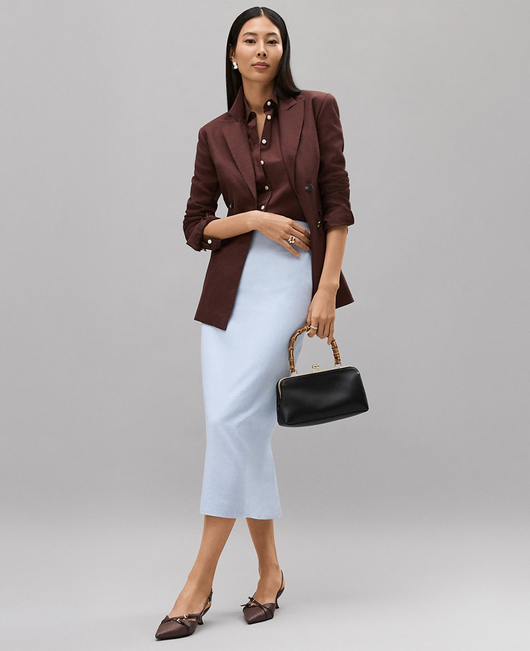 The Clean Midi Skirt in Linen Blend