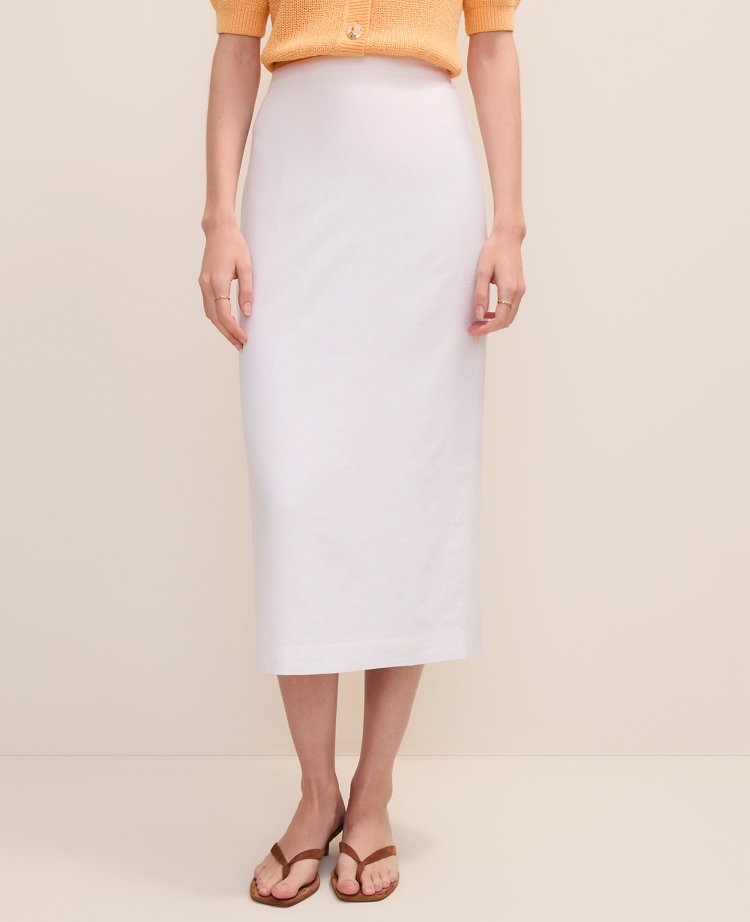 The Clean Midi Skirt in Linen Blend