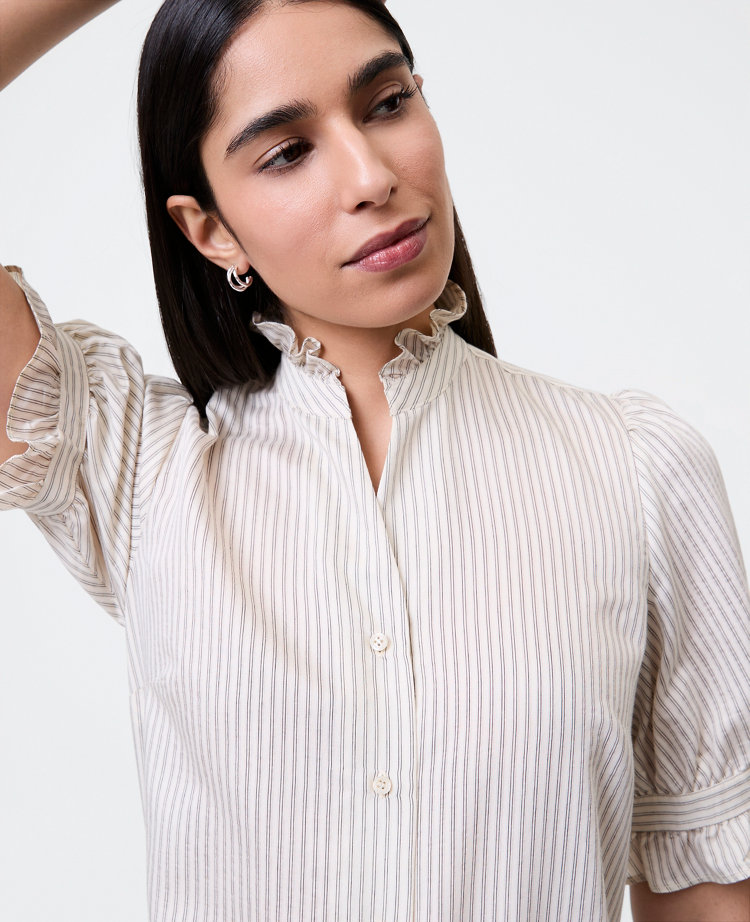 Striped Ruffle Collar Shirt