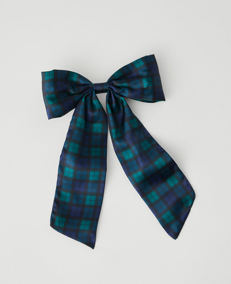 Ann Taylor Tartan Hair Bow In Black