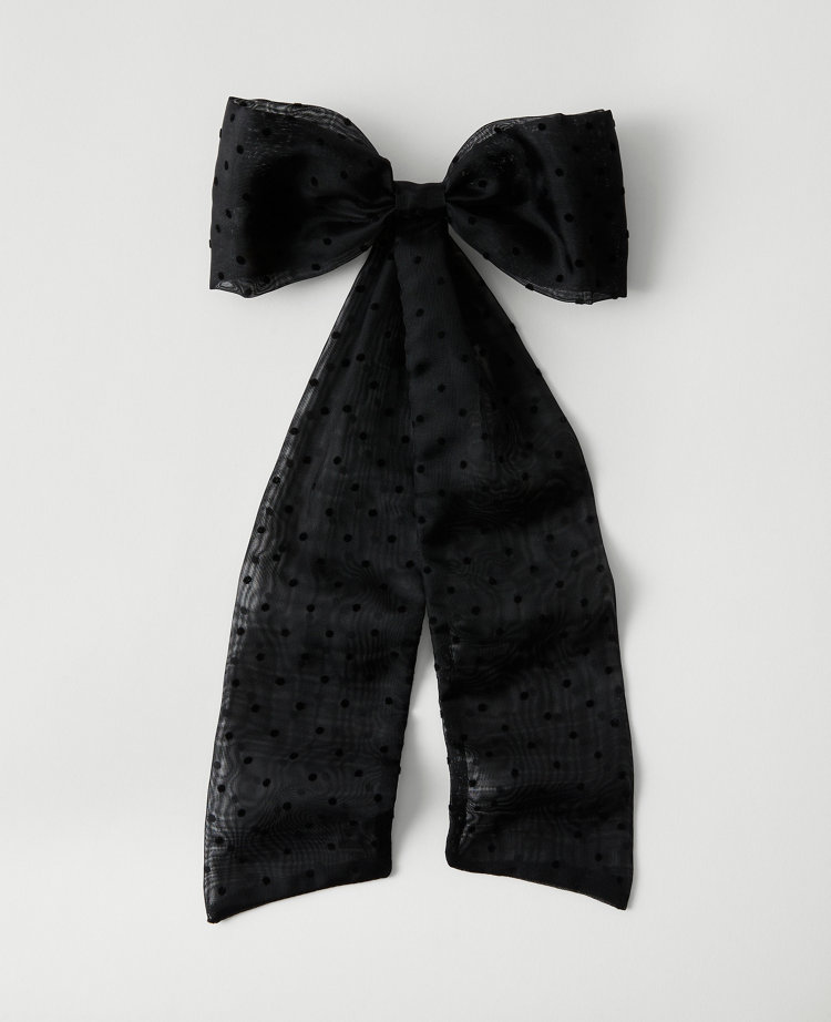 Ann Taylor Velvet Dot Hair Bow In Black