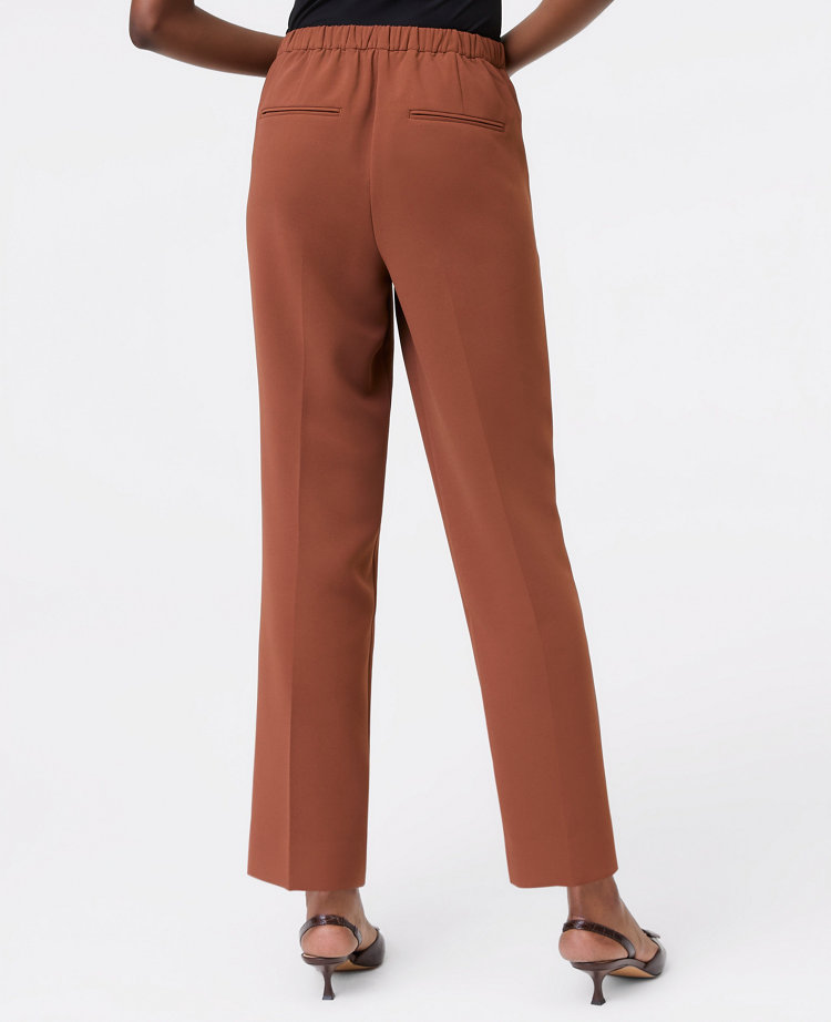 Ann Taylor The Relaxed Ankle Pant Crinkle Crepe Tortoise Shell Brown Women's