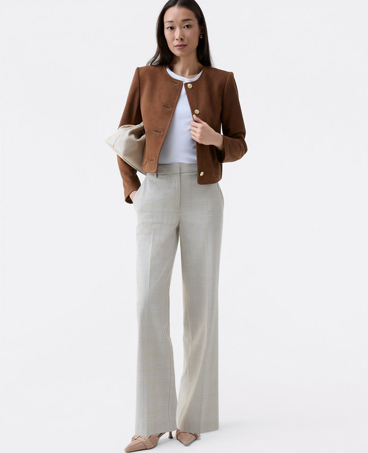 The Petite Straight Trouser in Plaid
