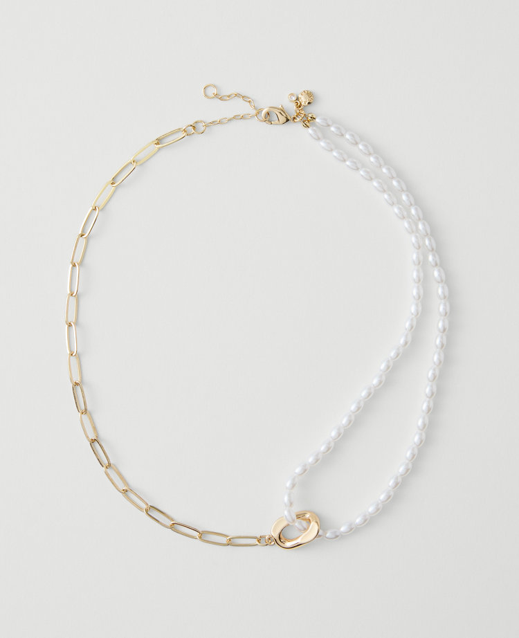 Double Wrap Chain and Pearl Necklace