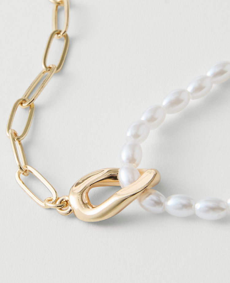 Double Wrap Chain and Pearl Necklace