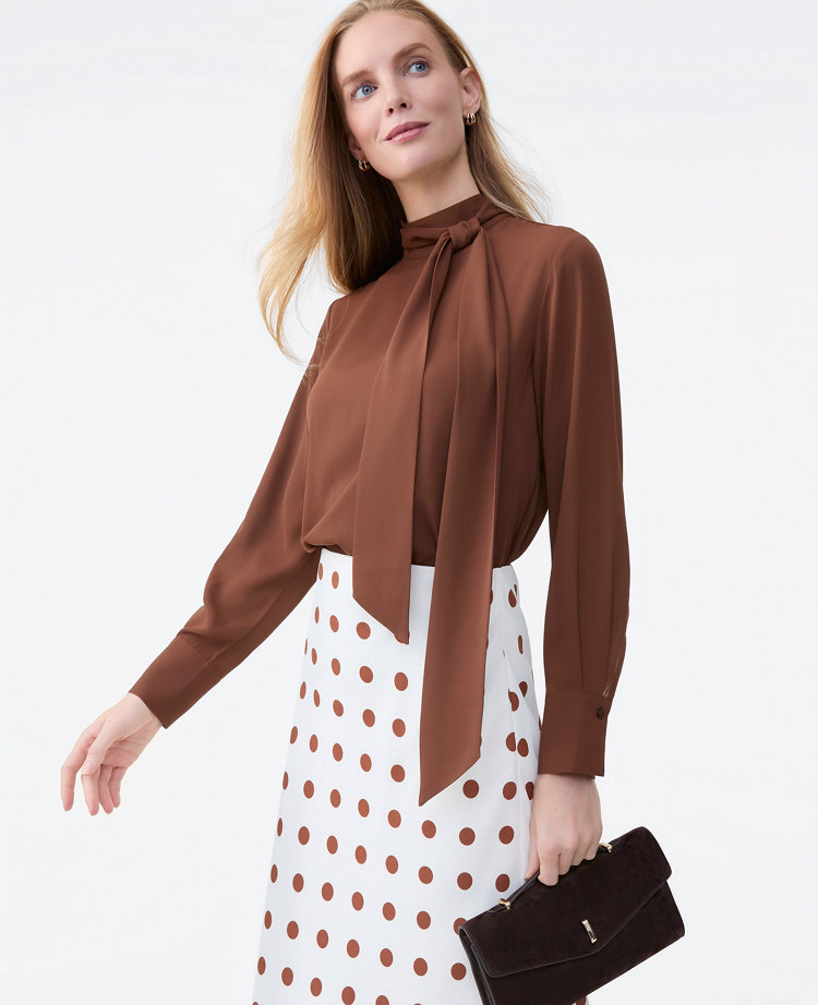 Ann Taylor Bow Blouse French Press Women's