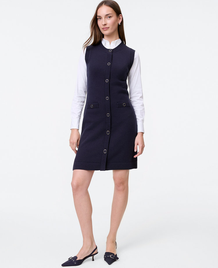 Petite Button Sweater Dress