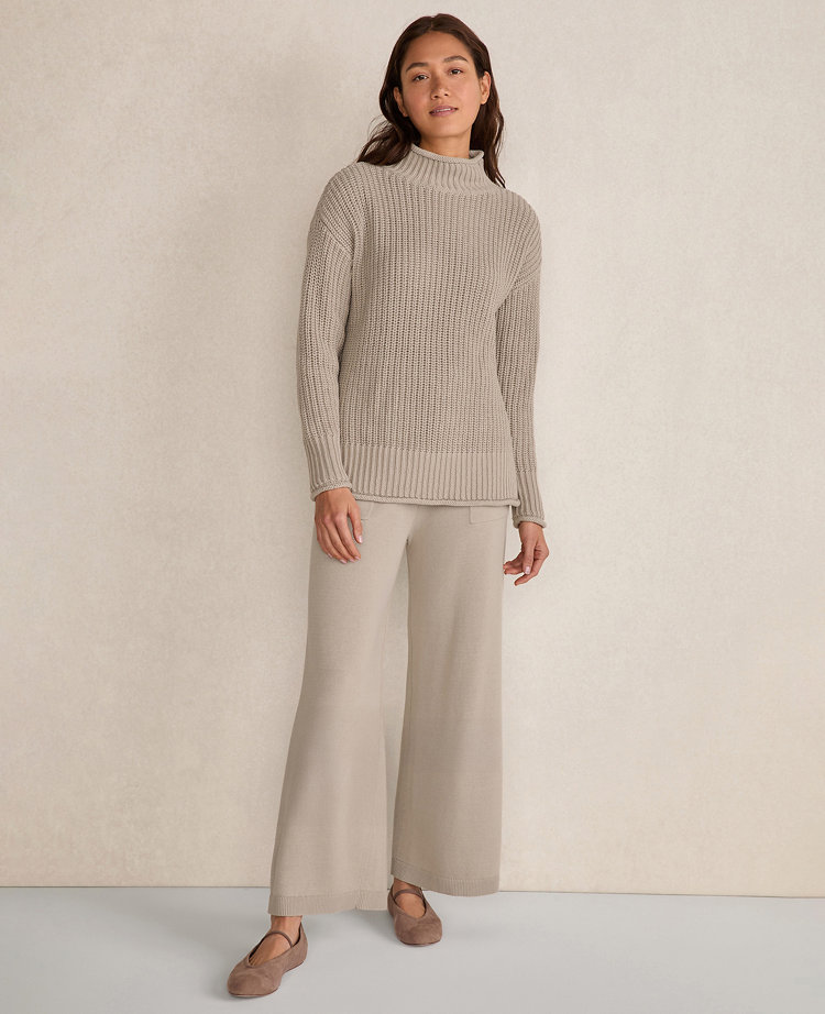 Ann Taylor Haven Well Within Organic Cotton Roll Neck Sweater In Neutral