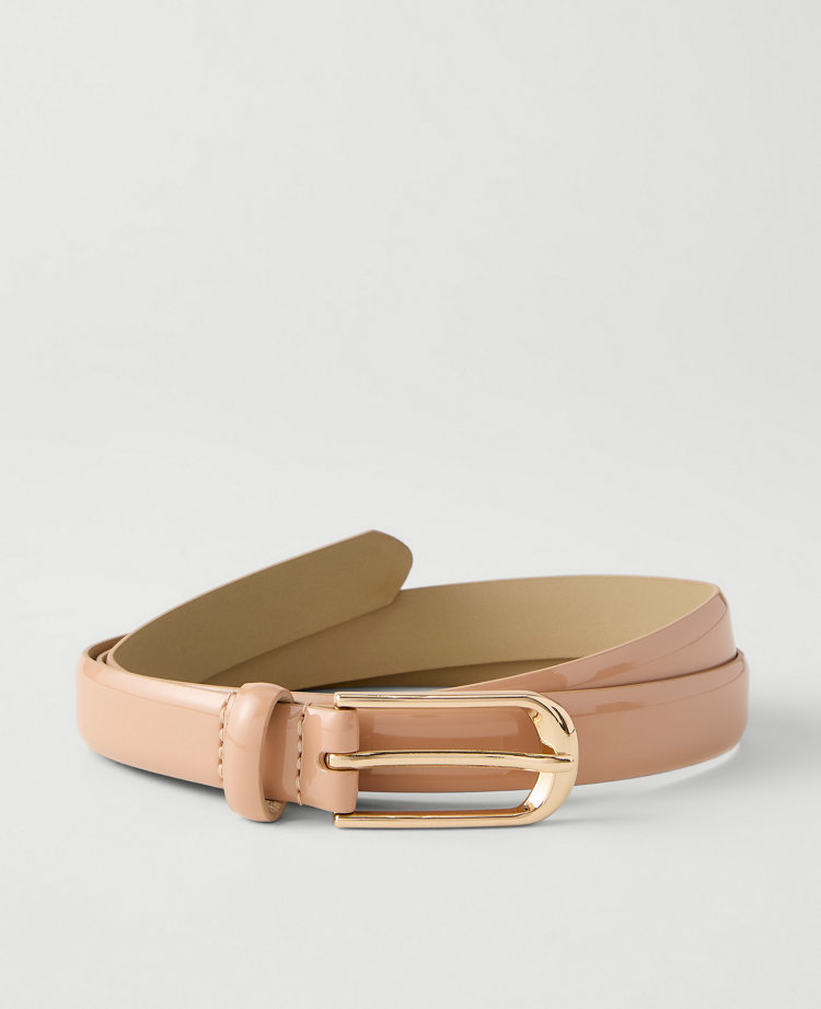 Ann Taylor Patent Oval Buckle Belt Sandblast Women's