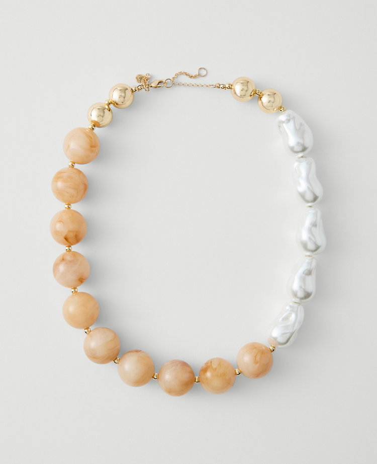 Pearlized Stone Statement Necklace