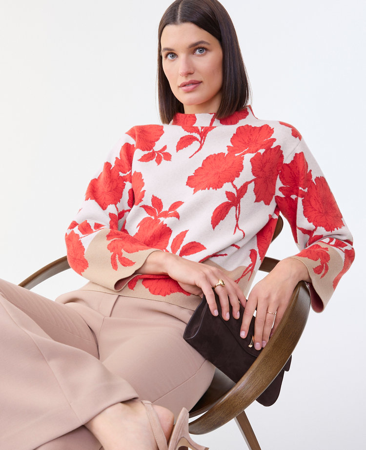 Petite Floral Jacquard Sweater