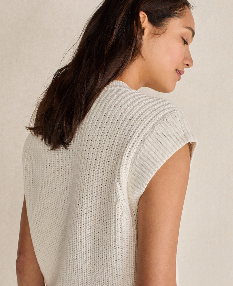 Haven Well Within Organic Cotton Linen Shaker Stitch V-Neck Sweater