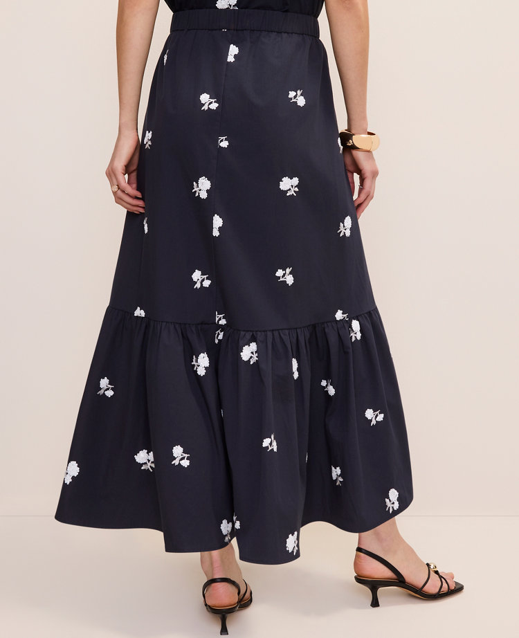 Sequin Embellished Tiered Maxi Skirt
