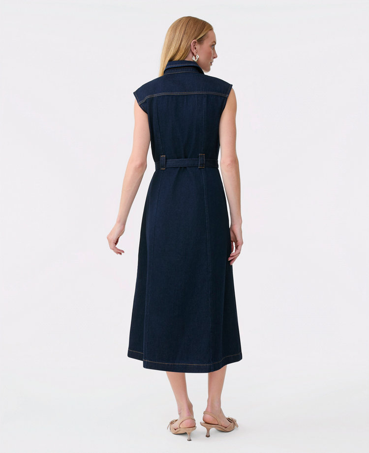 Petite Belted Denim Midi Shirtdress