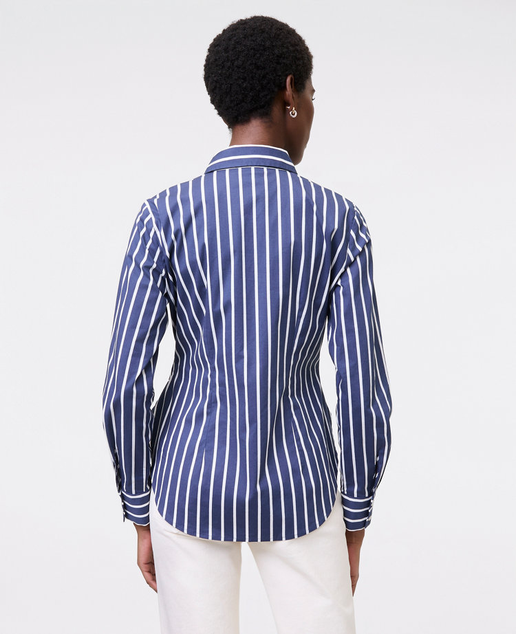 Striped Tie Waist Button Down Shirt