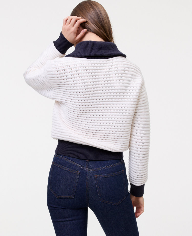 Petite Weekend Collection Striped Half-Zip Sweater