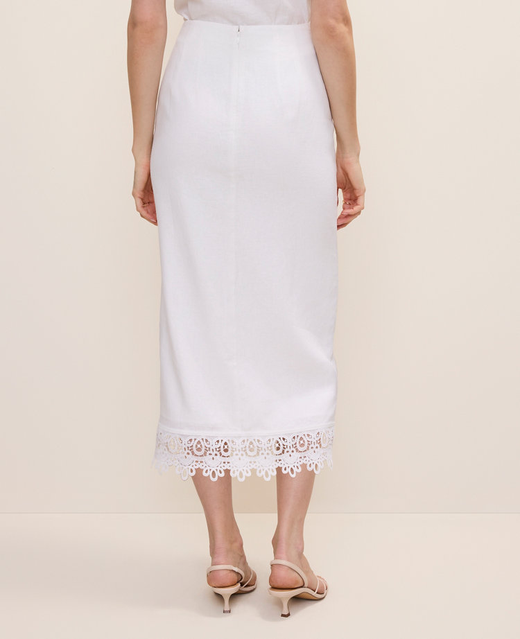 Wrap Midi Skirt in Linen Blend