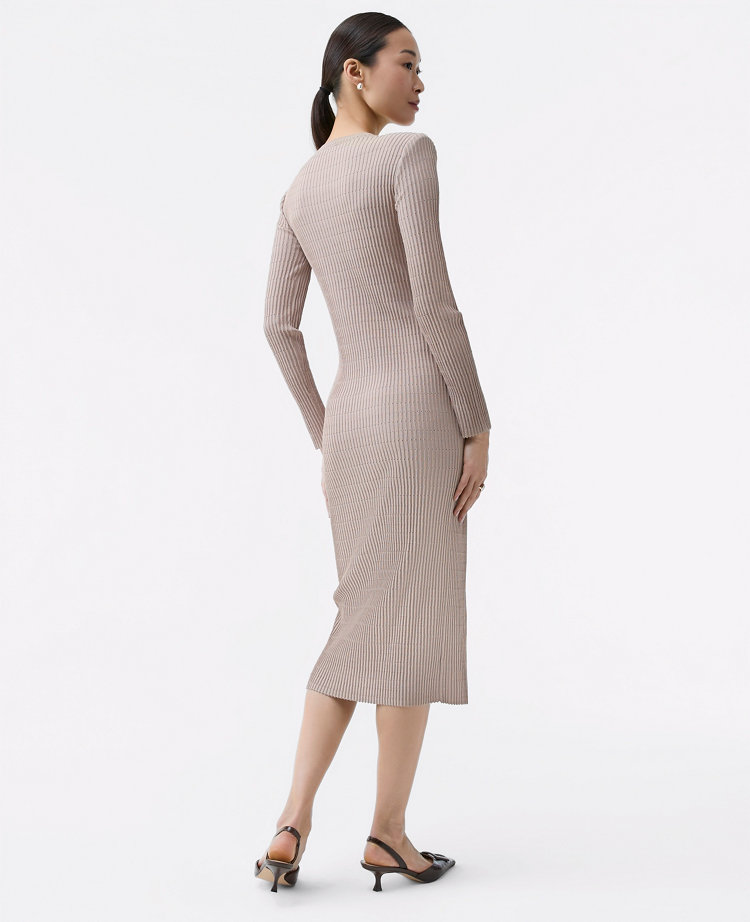 Petite Ribbed Button Sweater Dress