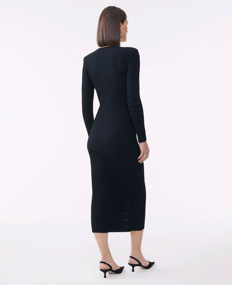 Petite Ribbed Button Sweater Dress