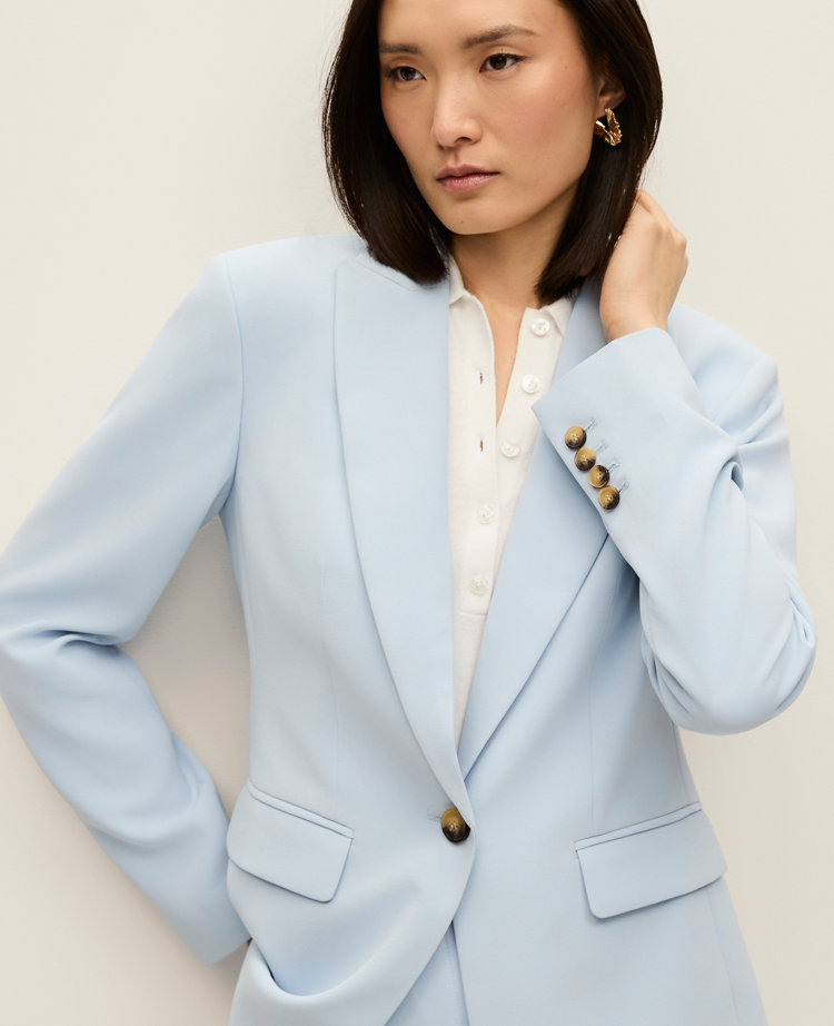 The Fitted Long Blazer in Fluid Crepe
