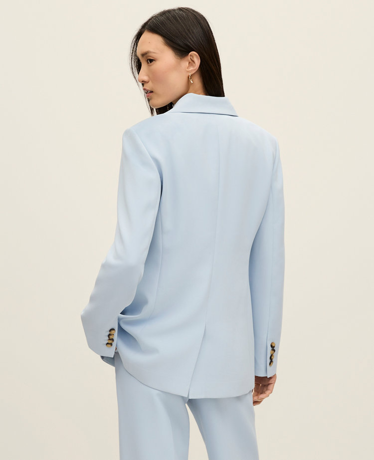 The Fitted Long Blazer in Fluid Crepe
