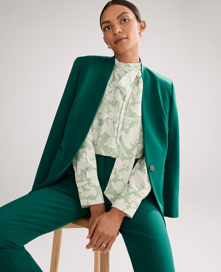 The Petite Collarless Blazer in Ponte