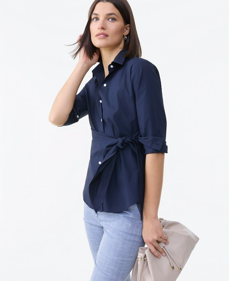 Tie Waist Button Down Shirt