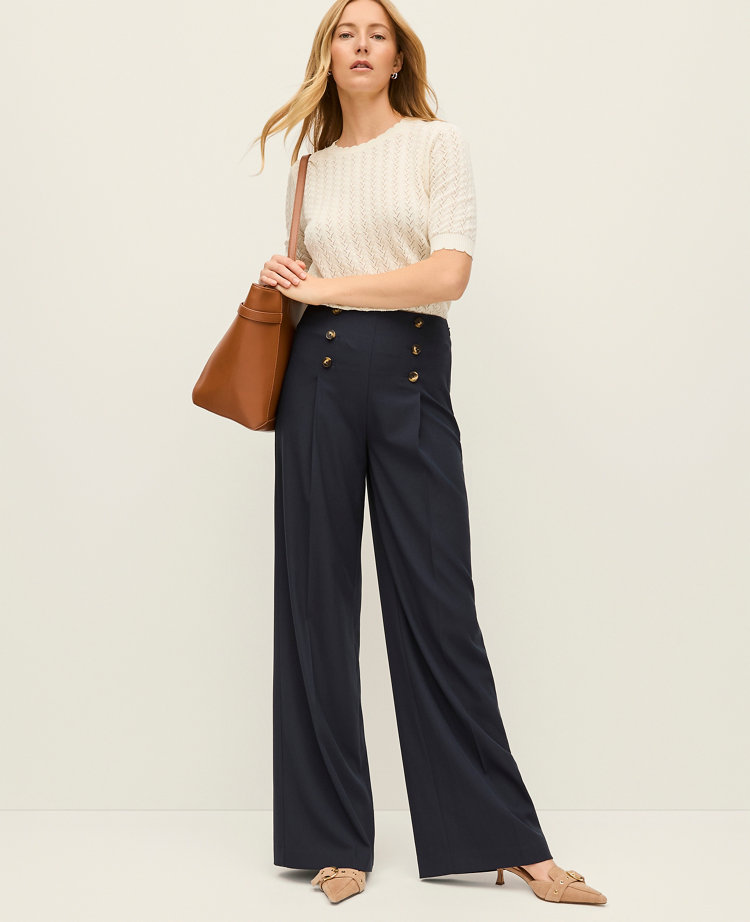 Ann Taylor The Wide-leg Sailor Pant In Black