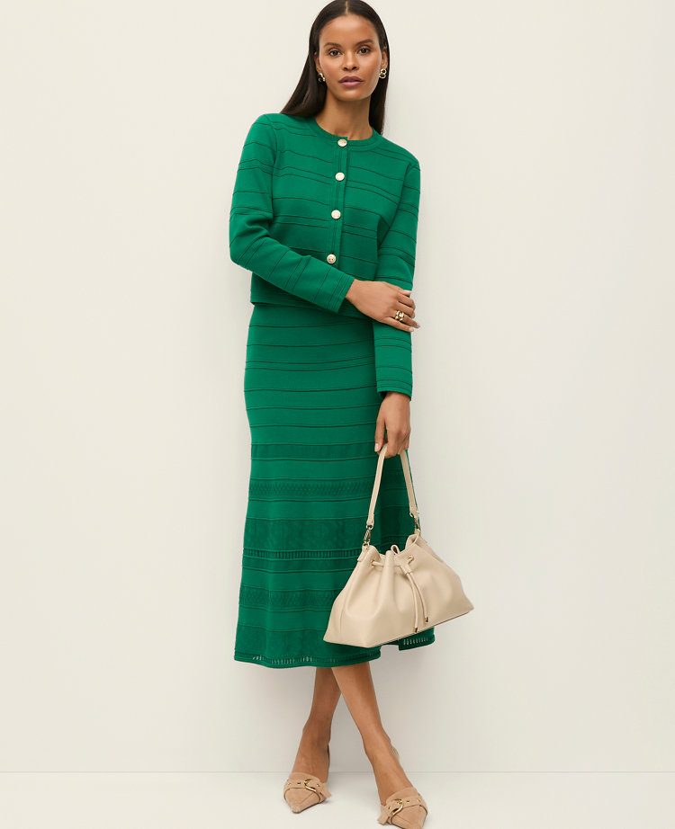 Ann Taylor Petite Pointelle Mixed Stitch Sweater Skirt