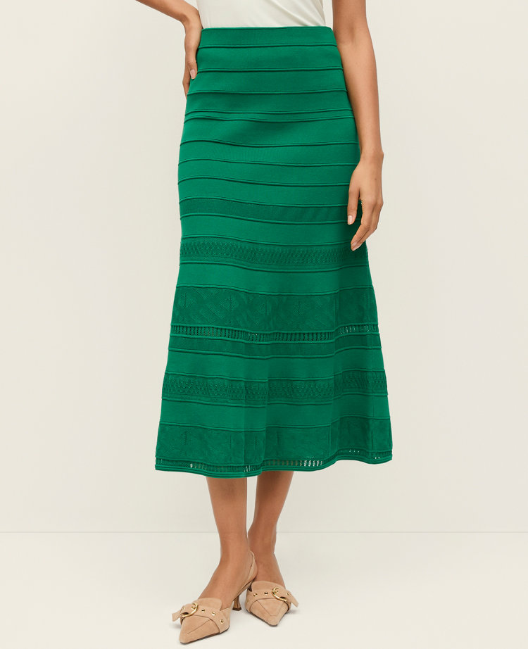 Petite Pointelle Mixed Stitch Sweater Skirt