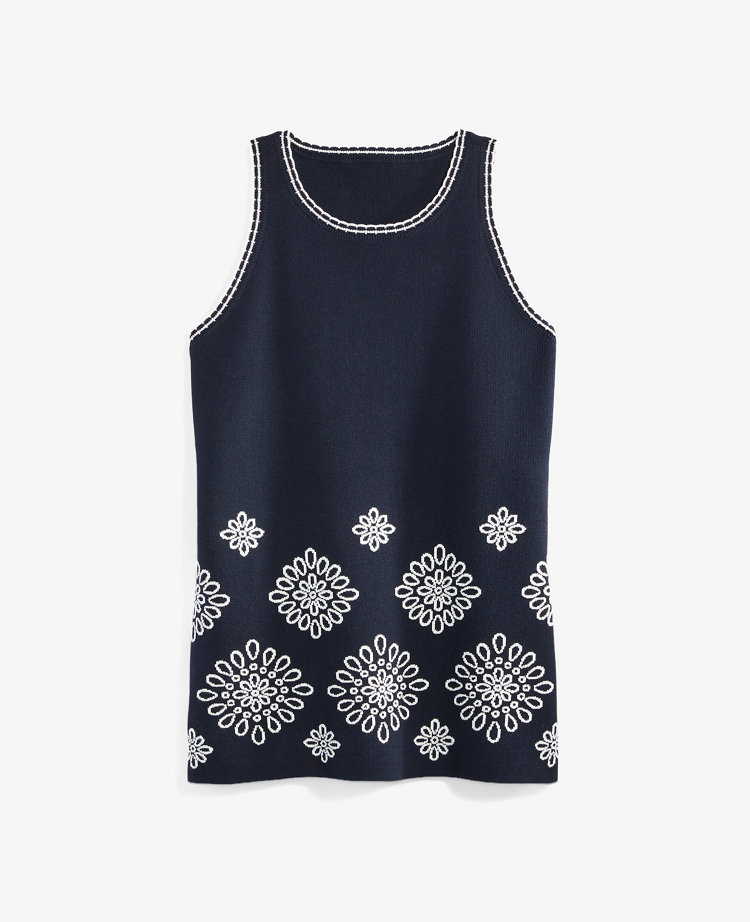 Floral Embroidered Sweater Shell