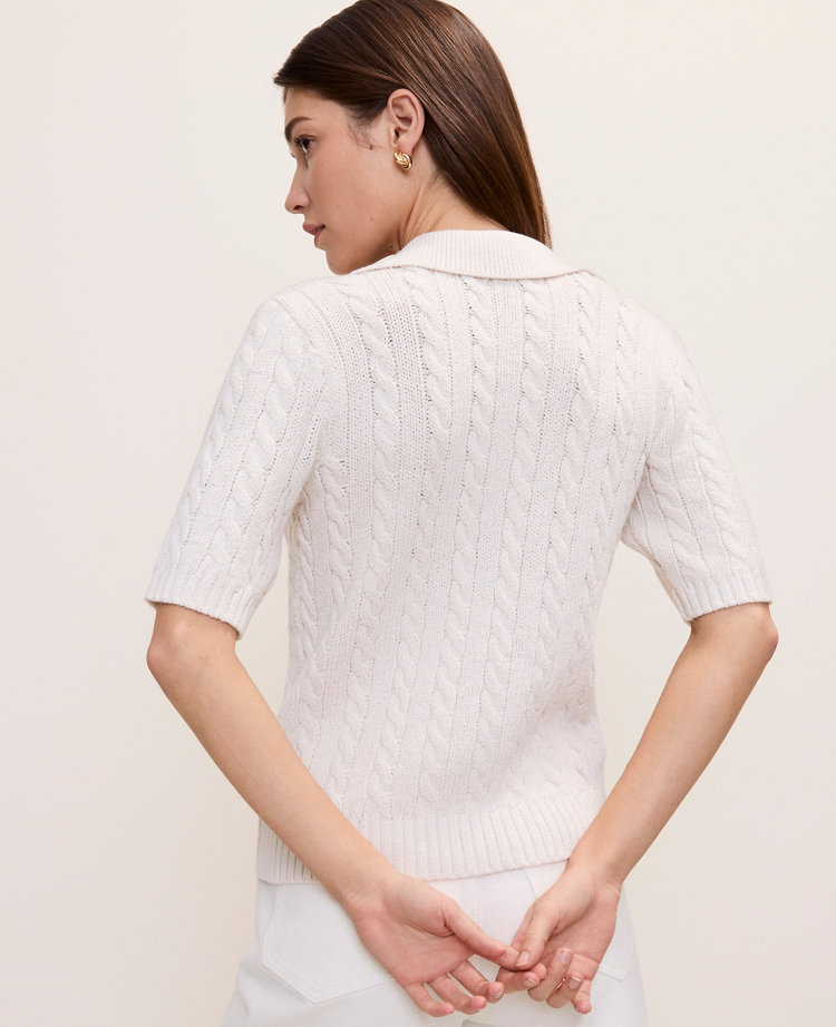 Weekend Cable Polo Sweater