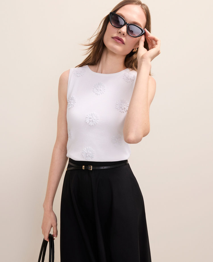 Floral Appliqué Sweater Shell