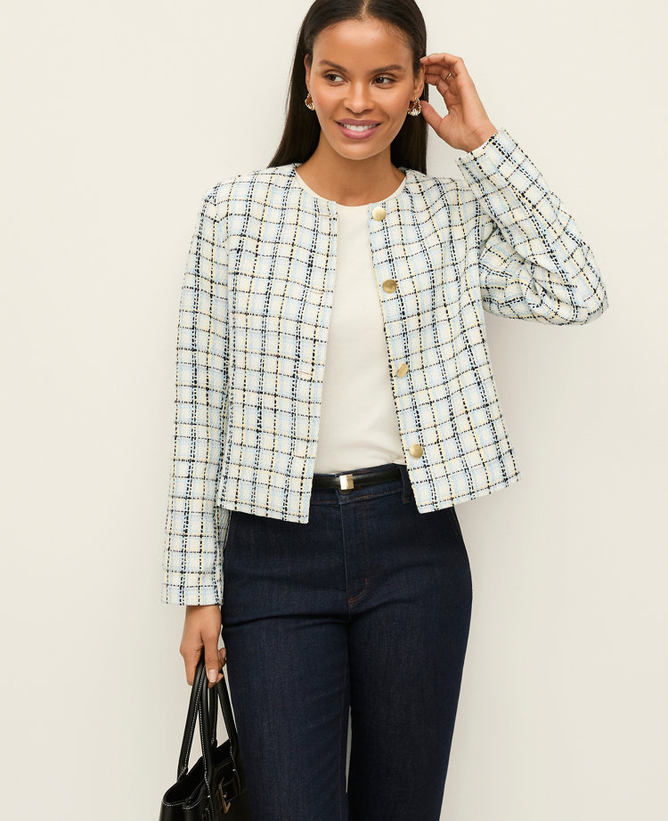 The Crew Neck Jacket in Plaid