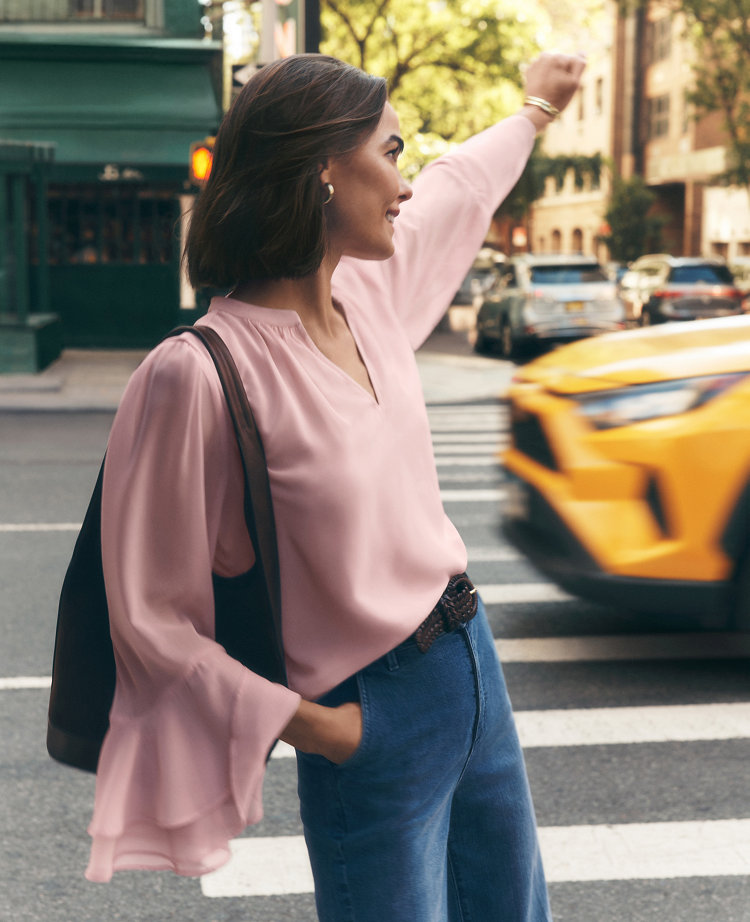 Weekend Ruffle Tie Neck Blouse