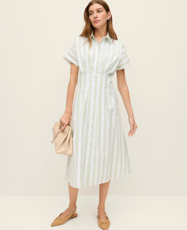 Petite Weekend Collection Striped Maxi Shirtdress