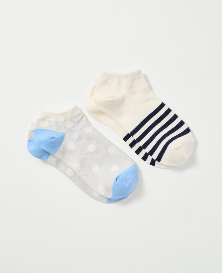 Ann Taylor Striped and Dotted Ankle Sock Set Night Sky Women's