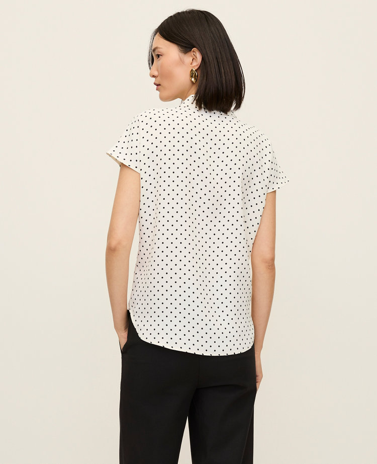 Micro Dot Split Neck Blouse