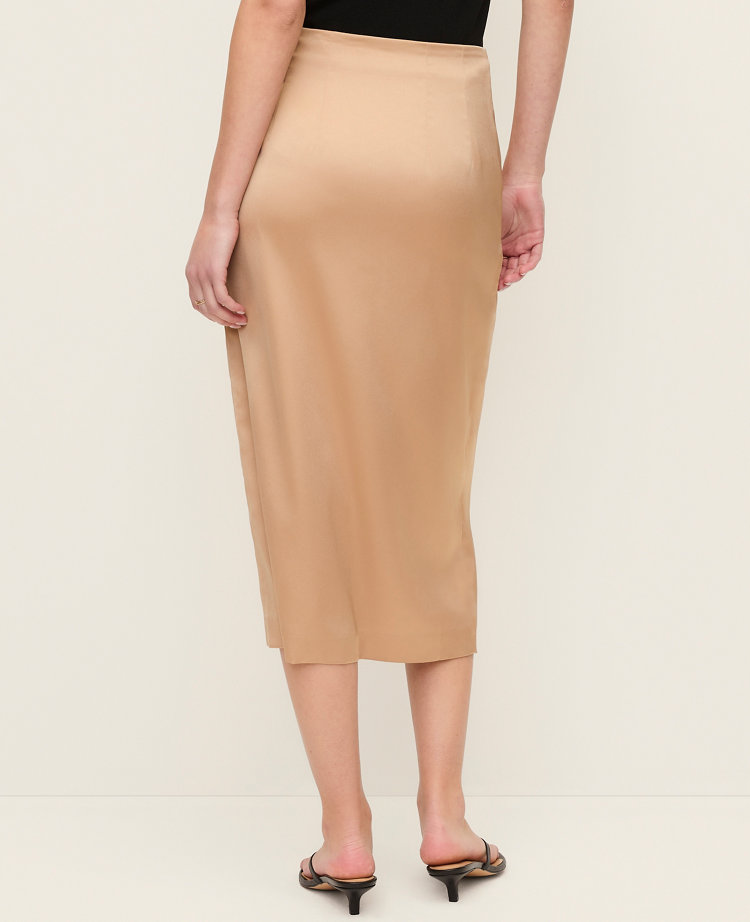 Satin Wrap Midi Skirt