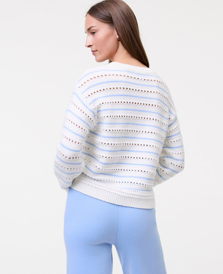 Petite Weekend Collection Pointelle Striped Sweater