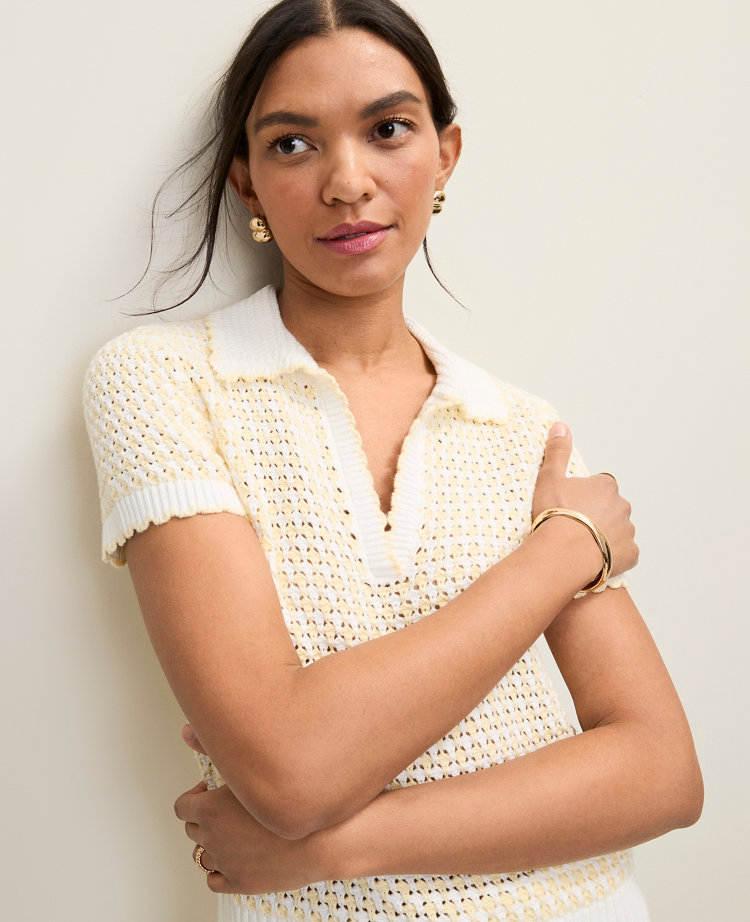 Weekend Texture Stitch Polo Sweater