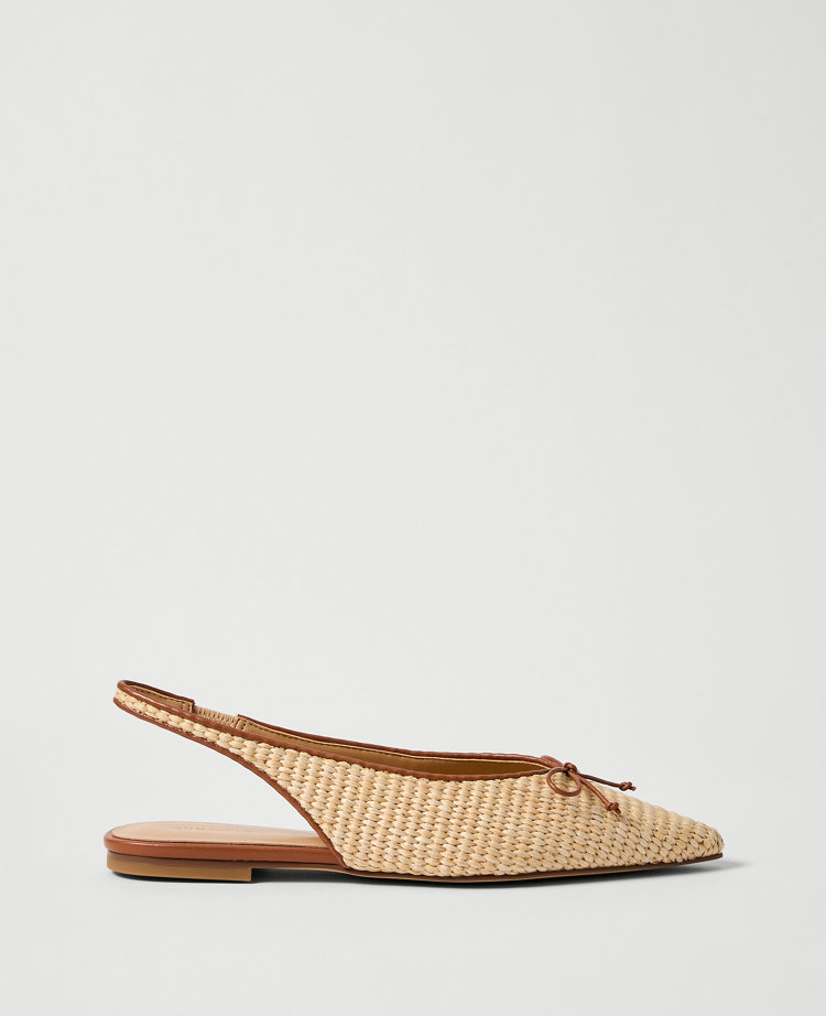 Weekend Collection Straw Bow Slingback Flat