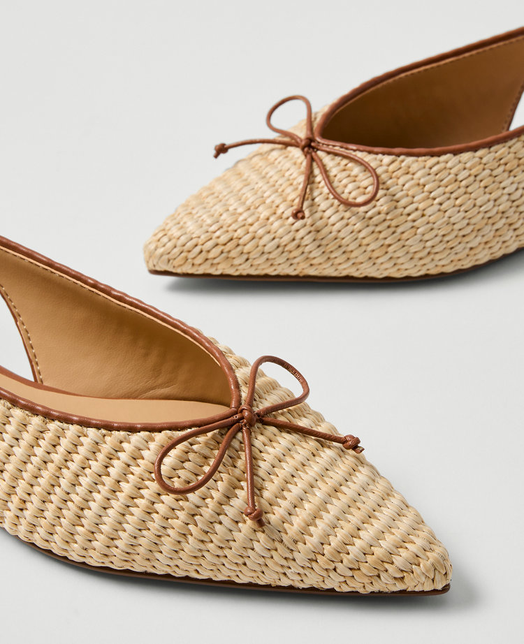 Weekend Collection Straw Bow Slingback Flat